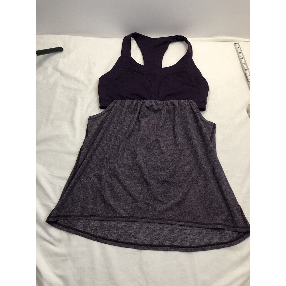Lululemon Tank Bra Top 2-In-Run Womens 8 Heathered Deep Zinfandel Layered